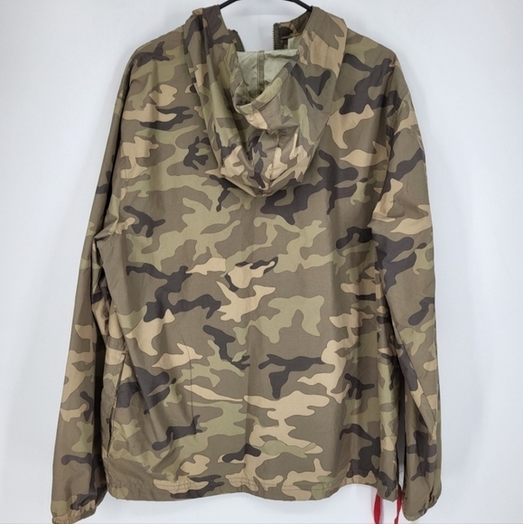 Gap Camouflage Camo Half Zip Windbreaker Jacket Medium / Large M/L Drawstring - Picture 2 of 6